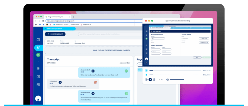 Voice Analytics with Screen Recording