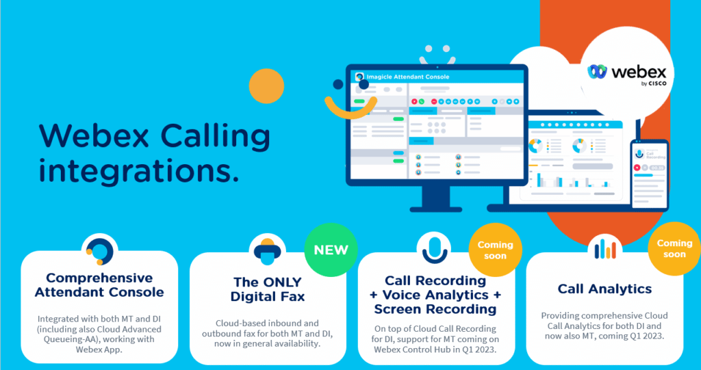 A complete Cloud Suite from Imagicle enhancing your Webex Calling experience.
