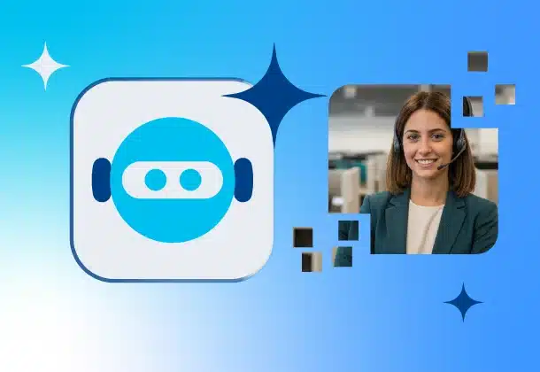 Voice AI Receptionist product icon with a human agent next to it