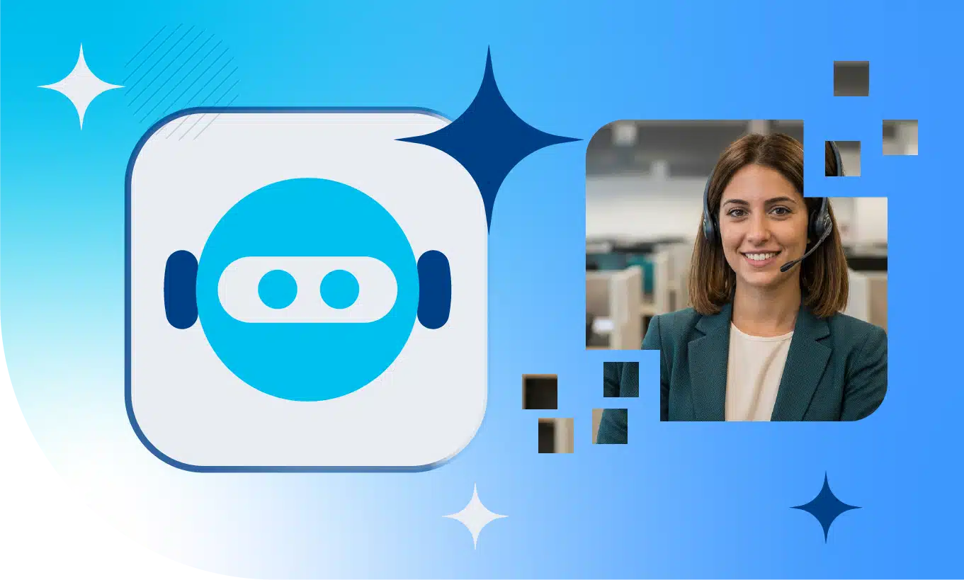 Voice AI Receptionist product icon with a human agent next to it